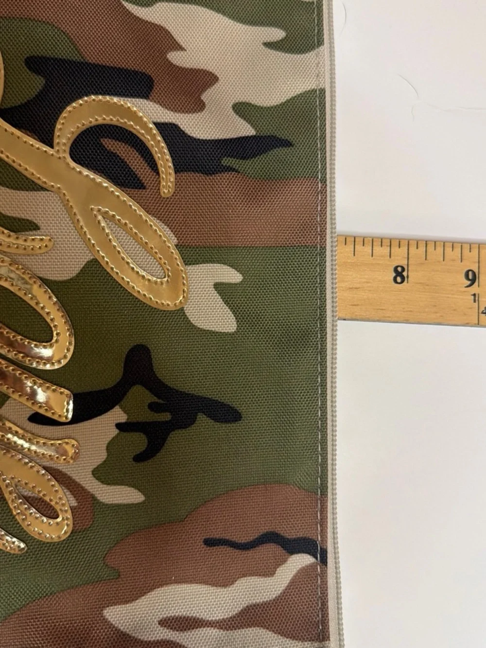 Camouflage Canvas Pouch with Gold 'Love' Accent LOLO brand